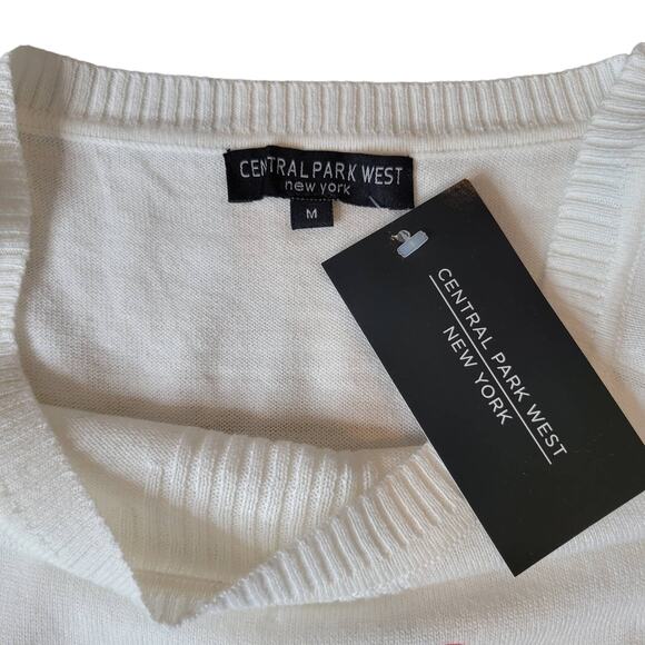 Central Park West Linen Blend Stripe Sweater Heart Detail Size - Picture 9 of 10